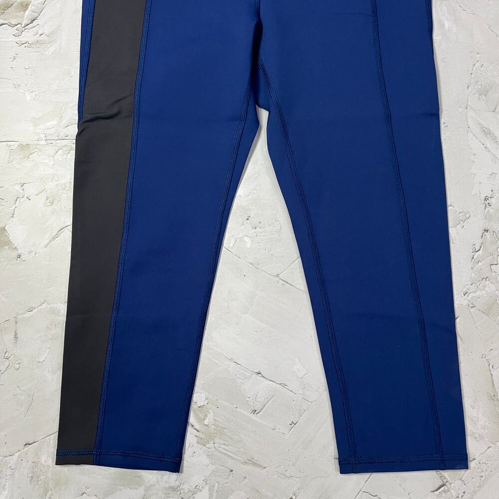 Aether High Rise Crop Leggings Blue Colorblock Size M Compression Performance - Picture 7 of 9